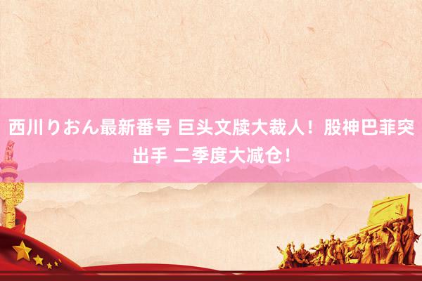 西川りおん最新番号 巨头文牍大裁人！股神巴菲突出手 二季度大减仓！