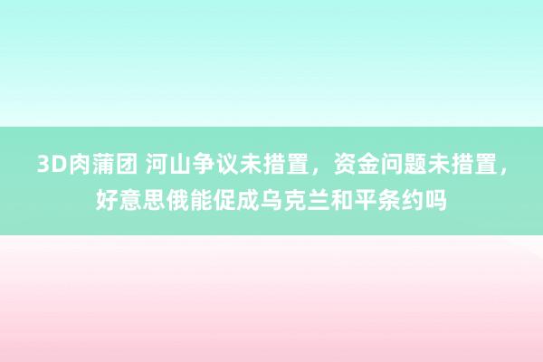 3D肉蒲团 河山争议未措置，资金问题未措置，好意思俄能促成乌克兰和平条约吗
