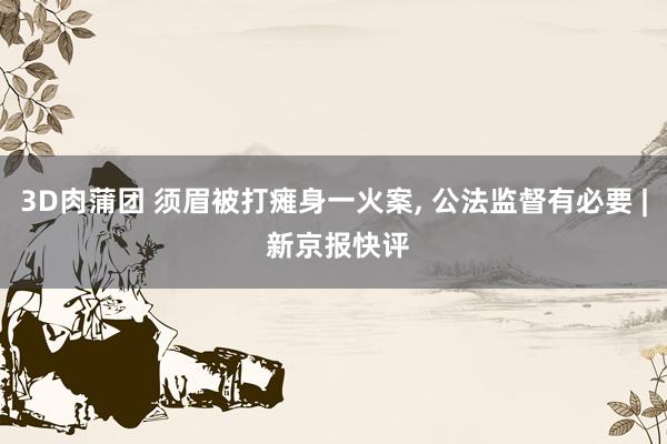 3D肉蒲团 须眉被打瘫身一火案, 公法监督有必要 | 新京报快评